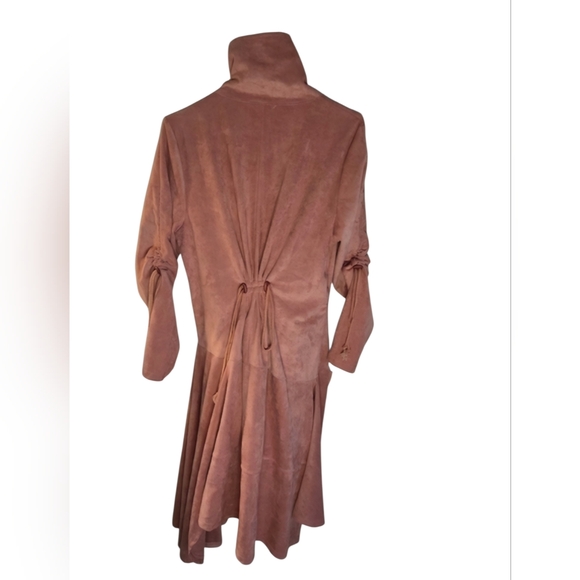 Cosplay Velour High Collar Snap Up Jacket Dusty Pink 19in P2P - Picture 2 of 3